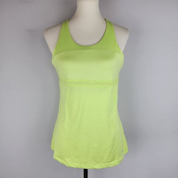ASICS Neon Green Halter Racer Back Strappy Dry Built-in Bra Sports Tank Top L - Picture 1 of 13